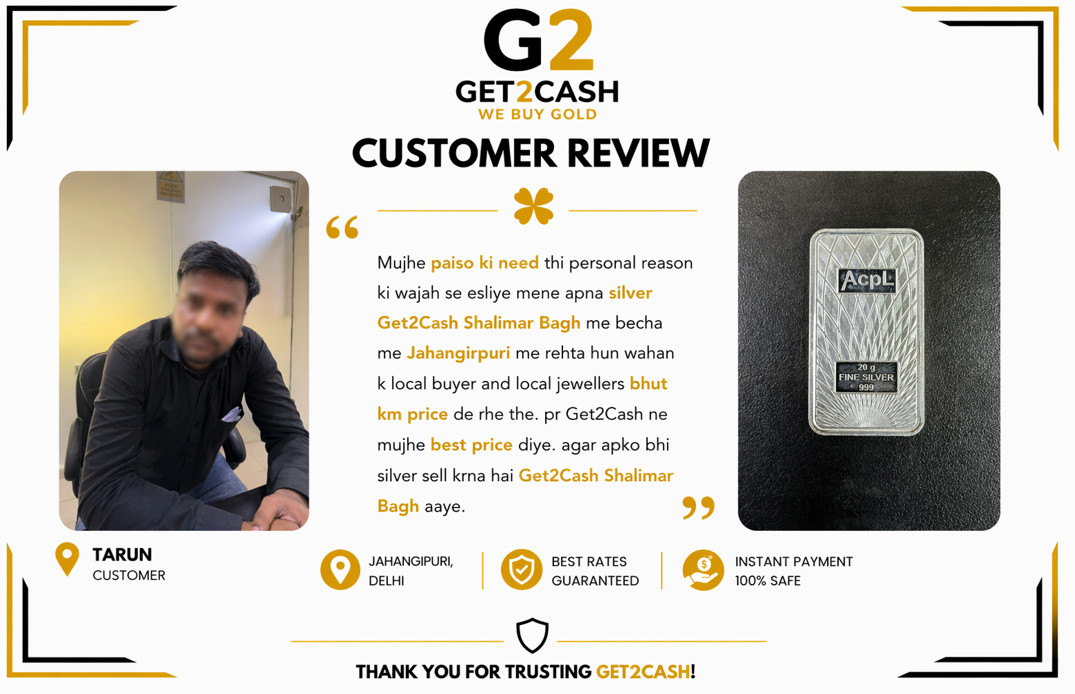 Sell Gold in Paschim Vihar